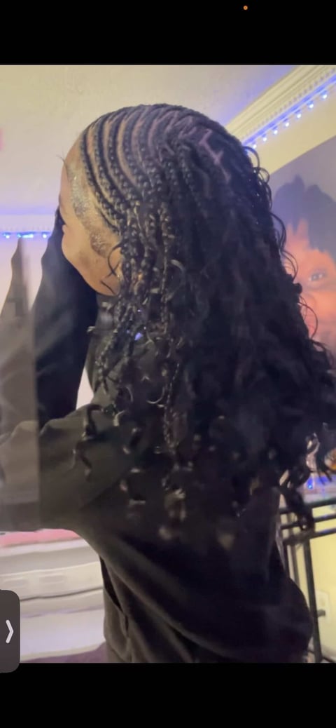 Black braids with curly ends